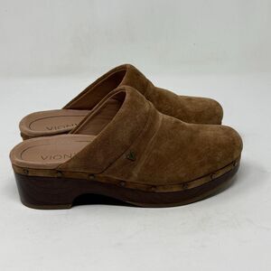 Vionic Kacie Clogs Mules Shoes Womens 6 Brown Suede Slip On Casual Work Comfort